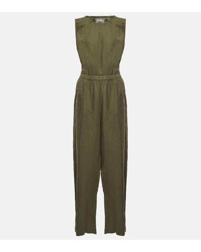 Velvet Vivi Cutout Linen Jumpsuit - Green