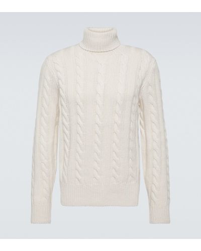 Polo Ralph Lauren Cable-knit Wool And Cashmere Turtleneck Sweater - White