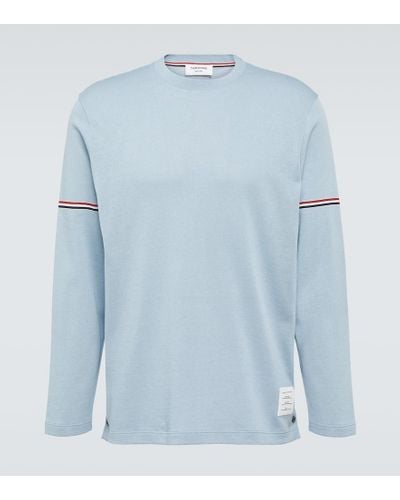 Thom Browne Camiseta de algodon con RWB Stripe - Azul