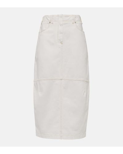 Brunello Cucinelli Falda midi de denim - Blanco