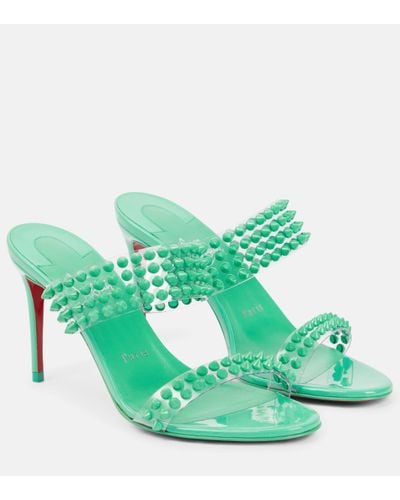 Christian Louboutin Spike Only 85 Pvc And Leather Sandals - Green