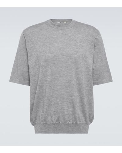 AURALEE T-shirt in maglia di cashmere - Grigio