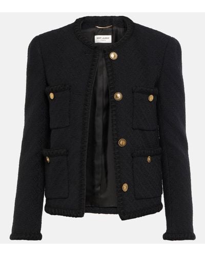 Saint Laurent Wool-tweed Jacket - Black