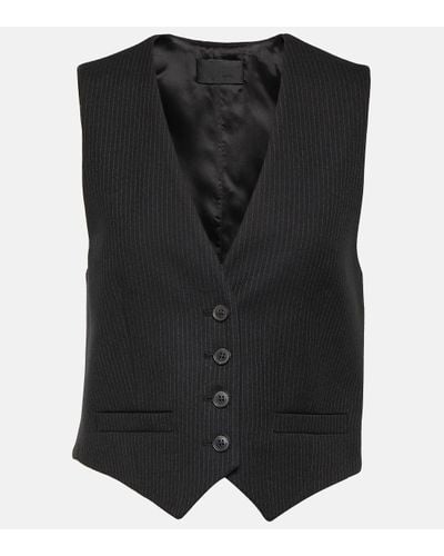 Nili Lotan Ismael Pinstriped Wool-twill Vest - Black