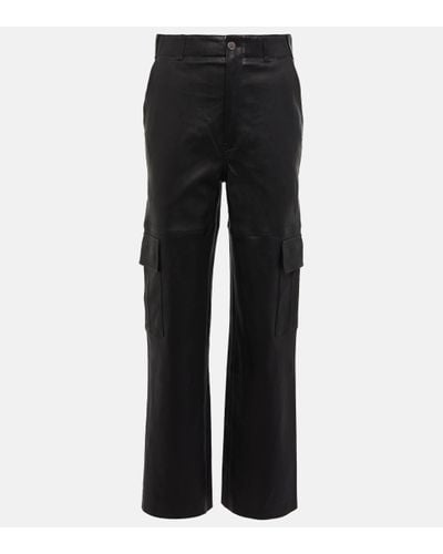Stouls Axel Leather Cargo Trousers - Black