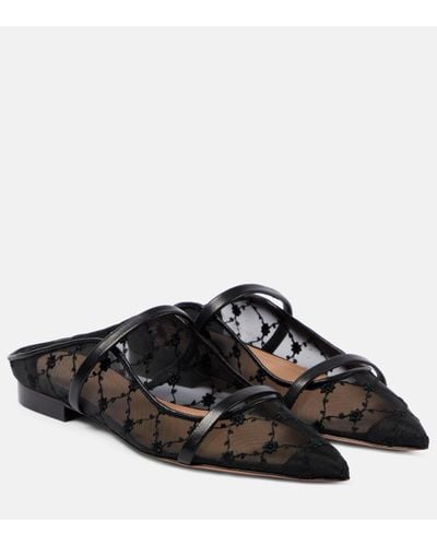 Malone Souliers Maureen Leather-trimmed Mules - Black