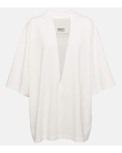 MM6 by Maison Martin Margiela Camisa de algodon con cuello en pico - Blanco