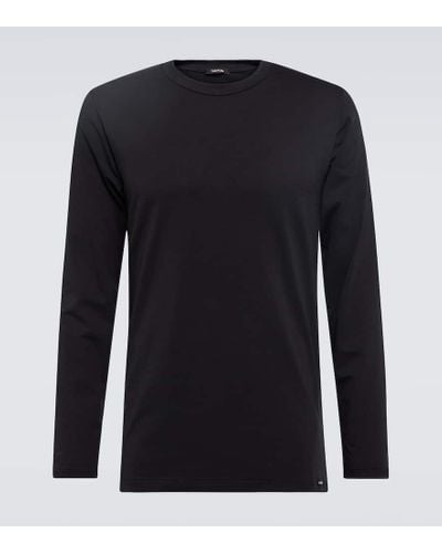 Tom Ford Long-sleeve Cotton-blend T-shirt - Black