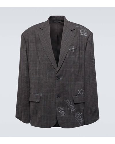 Balenciaga Graffiti Skater Wool-blend Blazer - Black