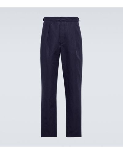 King & Tuckfield Cotton And Linen Trousers - Blue