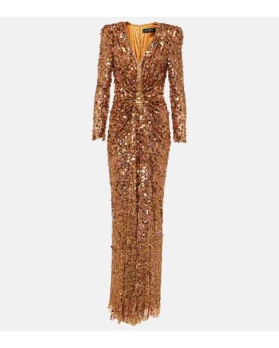 Jenny Packham Embellished Gown - Brown