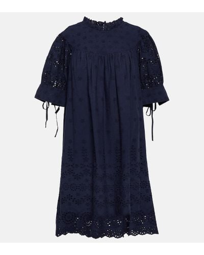 Polo Ralph Lauren Vestido de algodon con bordado ingles - Azul