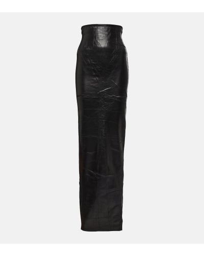 Rick Owens Coated Denim Maxi Skirt - Black