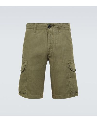 Incotex Cotton And Linen Cargo Shorts - Green