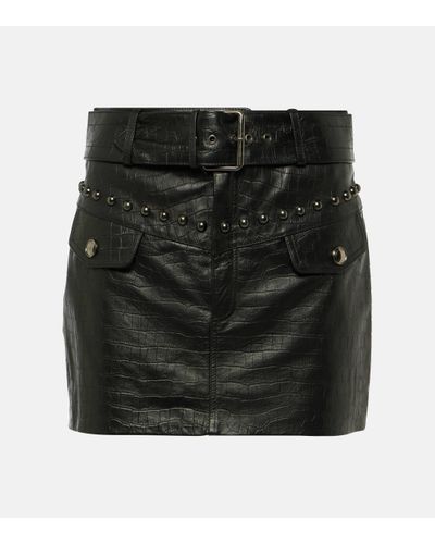 Alessandra Rich Mini-jupe en cuir - Noir