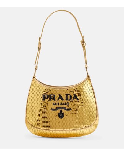 Prada Cleo Medium Sequined Shoulder Bag - Metallic