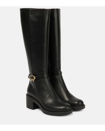 Gianvito Rossi Ribbon Dumont Leather Knee-high Boots - Black