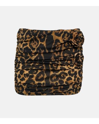 Blumarine Mini-jupe a motif leopard - Noir