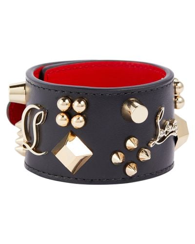 Christian Louboutin Carasky Embellished Leather Bracelet - Black