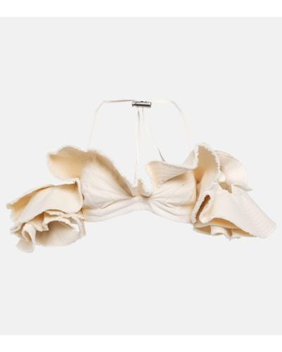 Jacquemus La Brassiere Artichaut Cotton Crop Top - Natural