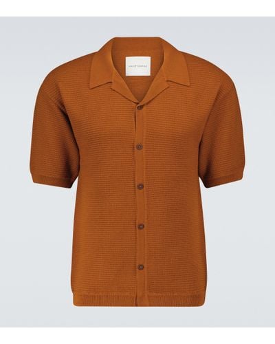 King & Tuckfield Merino Knitted Short-sleeved Shirt - Brown