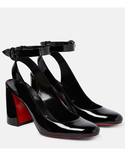 Christian Louboutin Miss Sab 85 Black Patent Court Shoes