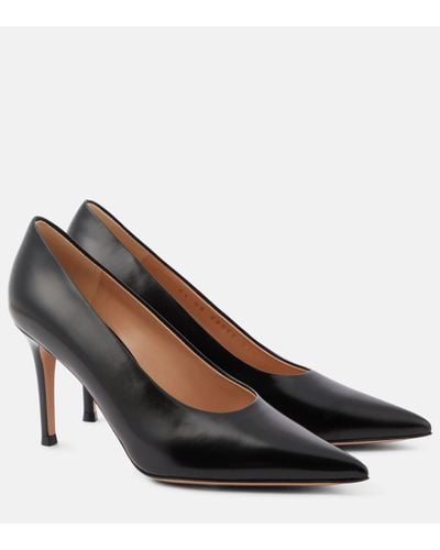 Gianvito Rossi Robbie Leather Court Shoes - Black
