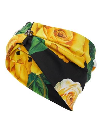Dolce & Gabbana Floral Jersey Headband - Yellow