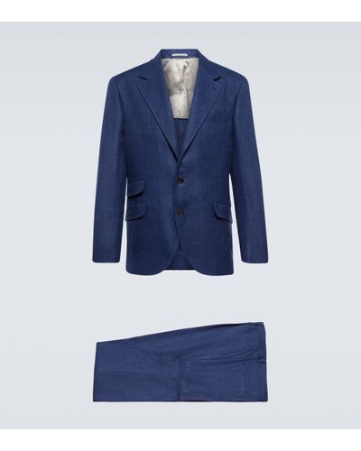 Brunello Cucinelli Linen, Wool And Silk Suit - Blue