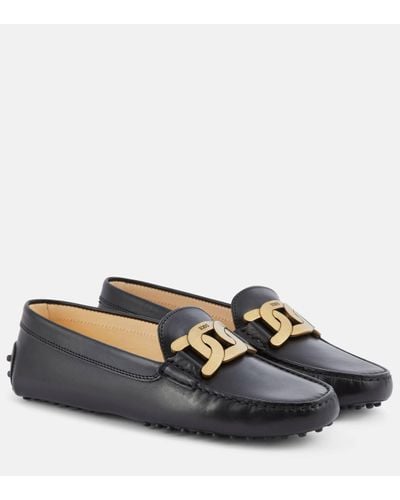 Tod's Kate Gommino Leather Loafers - Black