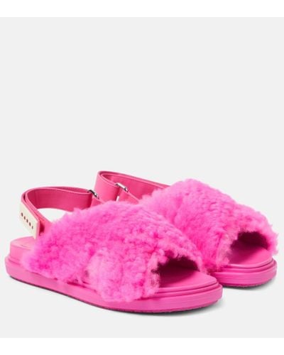 Marni Fussbett Shearling Sandals - Pink