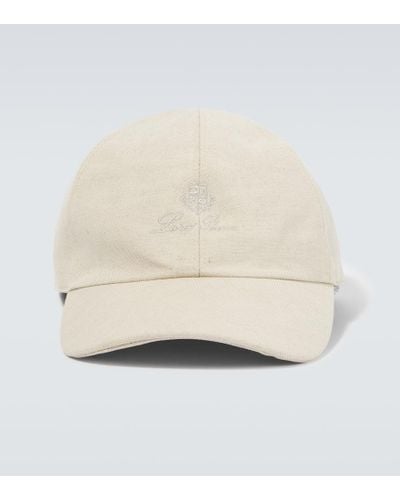 Loro Piana Logo Cotton And Linen Baseball Cap - Natural