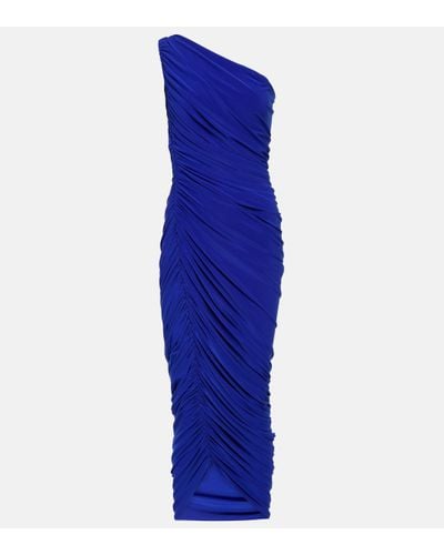 Norma Kamali Robe longue Diana asymetrique - Bleu