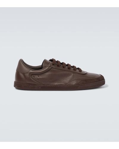 Dolce & Gabbana Saint Tropez Leather Sneakers - Brown