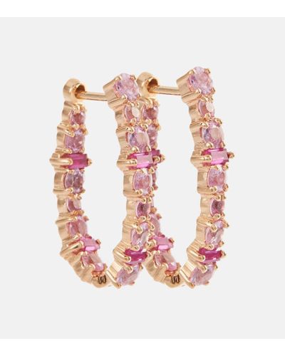 Ileana Makri Argollas Rivulet en oro rosa de 18 ct con zafiros y rubies