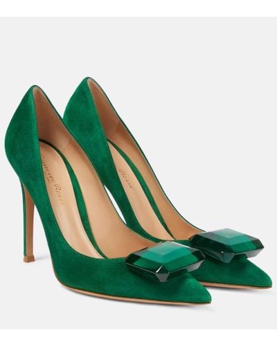 Gianvito Rossi Jaipur 105 Embellished Suede Pumps - Green