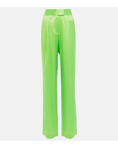 The Sei High-rise Wide-leg Silk Satin Trousers - Green