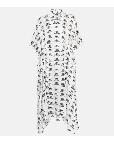 Balenciaga Robe midi BB Icon en jacquard de soie - Blanc