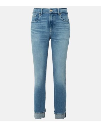 7 For All Mankind Jean slim a taille basse - Bleu