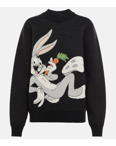 Alanui 'Bugs Bunny' Jacquard-Wollpullover Graue Wolle - Schwarz