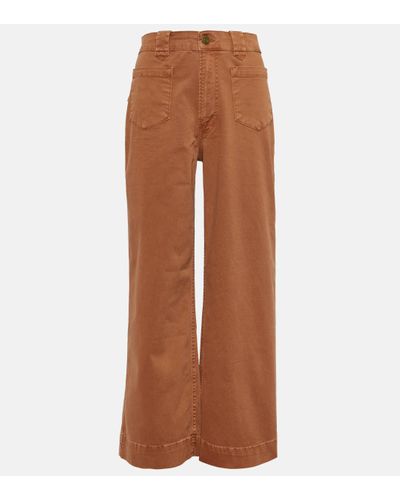 FRAME Utility High-rise Wide-leg Jeans - Brown