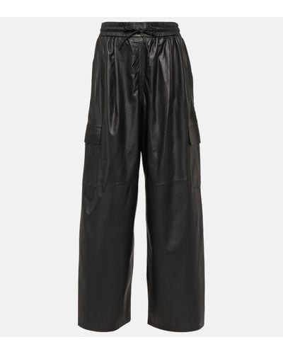 Yves Salomon Leather Trousers - Black