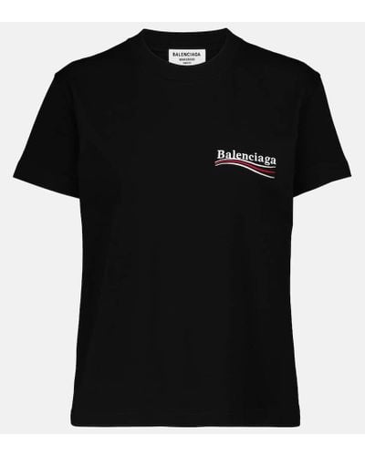 Balenciaga Camiseta de algodon con logo - Negro