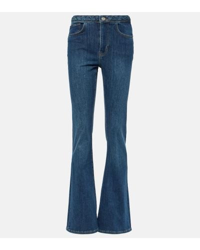 FRAME Jeans flared de tiro alto con trenzado - Azul