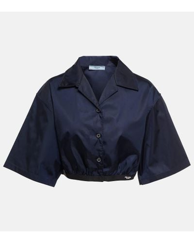 Prada Cropped-Bluse aus Re-Nylon - Blau