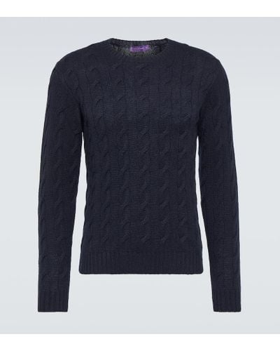 Ralph Lauren Purple Label Pullover in cashmere a trecce - Blu