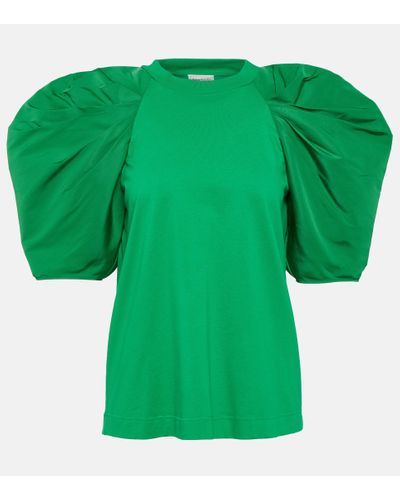 Alexander McQueen Top aus Baumwoll-Jersey - Grün