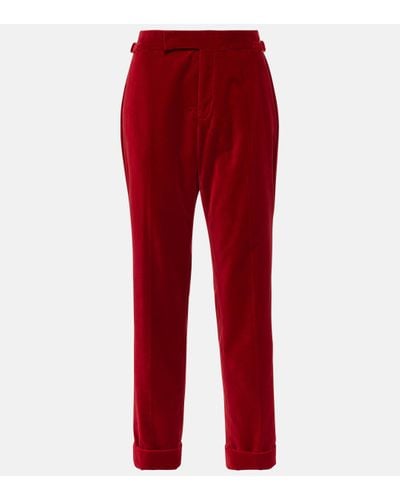 Tom Ford Pantalon en velours de coton - Rouge