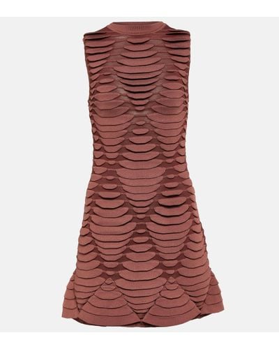 Alaïa Snake-effect Knit Minidress - Red