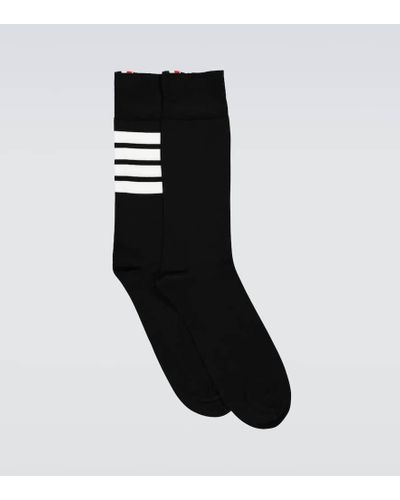 Thom Browne Intarsia Striped Cotton Socks - Black